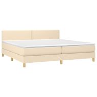 Боксспринг легло с матрак и LED, кремава, 200x200 см, плат