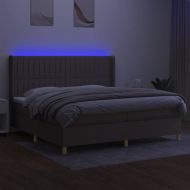 Боксспринг легло с матрак и LED, таупе, 200x200 см, плат