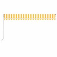 Ръчно прибиращ се сенник с LED, 500x300 см, жълто и бяло