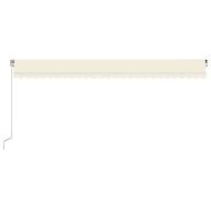 Ръчно прибиращ се сенник с LED, 600x300 см, кремав