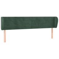 Горна табла за легло с уши, тъмнозелена, 183x23x78/88см, кадифе