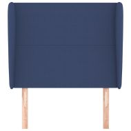 Горна табла за легло с уши, синя, 83x23x118/128 см, плат