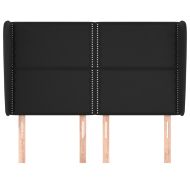 Горна табла за легло с уши,черна,147 x 23 x 118/128 см еко кожа
