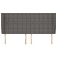 Горна табла с уши, сива, 163x23x118/128 см,кадифе