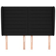 Горна табла за легло с уши, черна, 147 x 23 x 118/128 см, плат