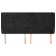 Горна табла за легло с уши, черна, 203x23x118/128 см, кадифе