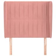 Горна табла за легло с уши, розова, 83x23x118/128 см, кадифе