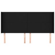 Горна табла за легло с уши, черна, 183x16x118/128 см, плат