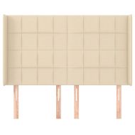 Горна табла за легло с уши, кремава, 147x16x118/128 см, плат