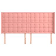 Горна табла за легло с уши, розова, 203x16x118/128 см, кадифе