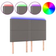 LED горна табла за легло,сива,144x5x118/128 см, изкуствена кожа