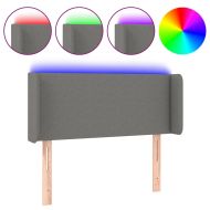 LED горна табла за легло, тъмносива, 93x16x78/88 см, плат