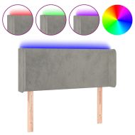 LED горна табла за легло, светлосива, 103x16x78/88 см, кадифе