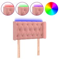 LED горна табла за легло, розова, 83x16x78/88 см, кадифе