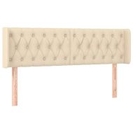 LED горна табла за легло, кремава, 163x16x78/88 см, плат