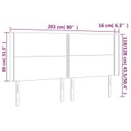 LED горна табла за легло, синя, 203x16x118/128 см, плат