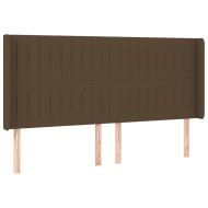 LED горна табла за легло, тъмнокафява,163x16x118/128 см, плат