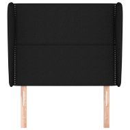 Горна табла за легло с уши, черна, 103x23x118/128 см, плат