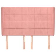 Горна табла за легло с уши, розова, 147x23x118/128 см, кадифе