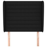 Горна табла за легло с уши, черна, 93x23x118/128 см, плат