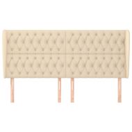 Горна табла за легло с уши, кремава, 203x23x118/128 см, плат