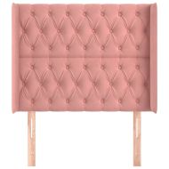 Горна табла за легло с уши, розова, 93x16x118/128 см, кадифе