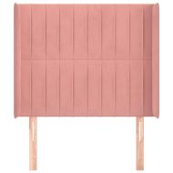 Горна табла за легло с уши, розова, 103x16x118/128 см, кадифе