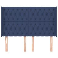 Горна табла за легло с уши, синя, 147x16x118/128 см, плат