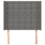 Горна табла за легло с уши, тъмносива, 103x16x118/128 см, плат