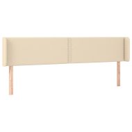 LED горна табла за легло, кремава, 183x16x78/88 см, плат