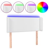 LED горна табла за легло, бяла, 83x16x78/88 см, изкуствена кожа