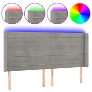 LED горна табла за легло, светлосива, 183x16x118/128 см, кадифе