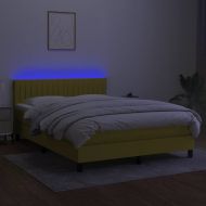 Боксспринг легло с матрак и LED, синьо, 140x200 см, плат