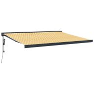 Прибираща се тента жълто и бяло 4x3 м плат и алуминий