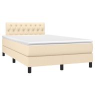 Боксспринг легло с матрак и LED, кремаво, 120x190 см, плат