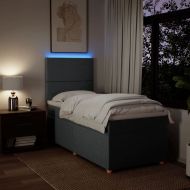 Боксспринг легло с матрак, тъмносиво, 90x200 см, плат