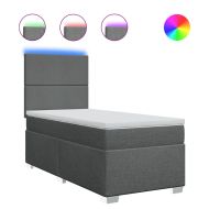 Боксспринг легло с матрак, тъмносиво, 90x200 см, плат