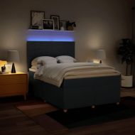 Боксспринг легло с матрак, синьо, 160x200 см, плат