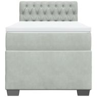 Боксспринг легло с матрак, светлосиво, 90x200 см, кадифе