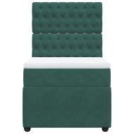 Боксспринг легло с матрак, тъмнозелена, 90x190 см, кадифе