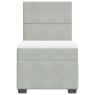 Боксспринг легло с матрак, светлосиво, 90x200 см, кадифе