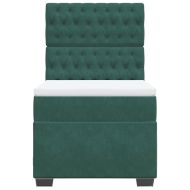Боксспринг легло с матрак, тъмнозелена, 90x190 см, кадифе
