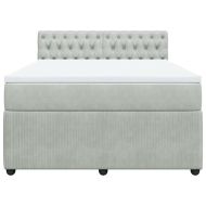 Боксспринг легло с матрак, светлосива, 140x190 см, кадифе