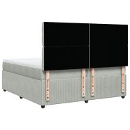 Боксспринг легло с матрак, светлосиво, 200x200 см, кадифе