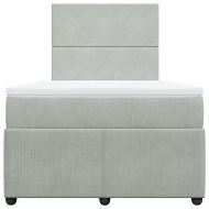 Боксспринг легло с матрак, светлосива, 120x190 см, кадифе