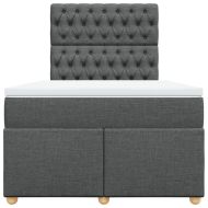 Боксспринг легло с матрак, тъмносиво, 120x190 см, плат