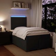 Боксспринг легло с матрак, черно, 120x200 см, кадифе