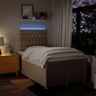 Боксспринг легло с матрак, кремаво, 120x200 см, плат