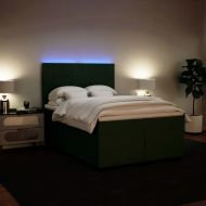 Боксспринг легло с матрак, зелена, 140x190 см, кадифе