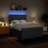 Боксспринг легло с матрак, синьо, 140x190 см, плат